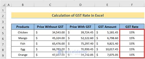 gst billing in excel formula