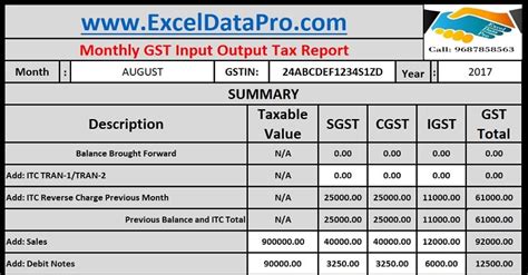 gst in excel format