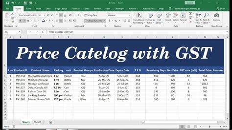 gst rate list in excel format