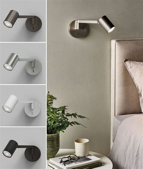 Gu10 Chrome and Black Retro Wall Bedside Lamp Light Fitting With Toggle