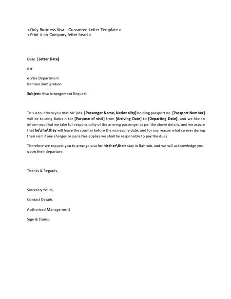 Letter Of Guarantee Sample Template Business Format