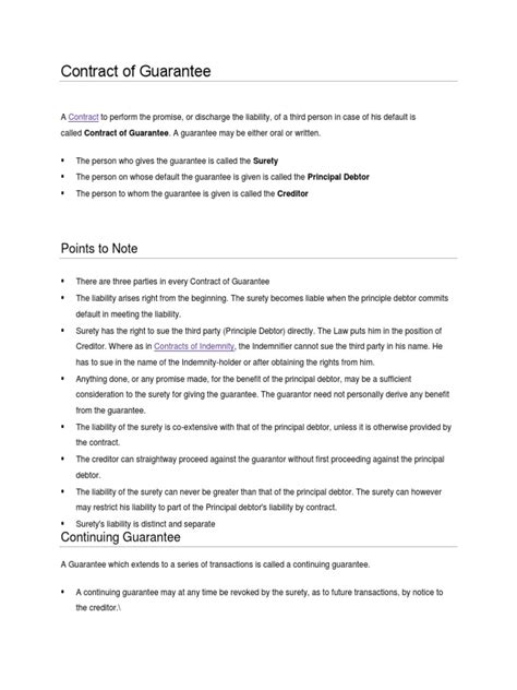 Guarantee Contract In Law
