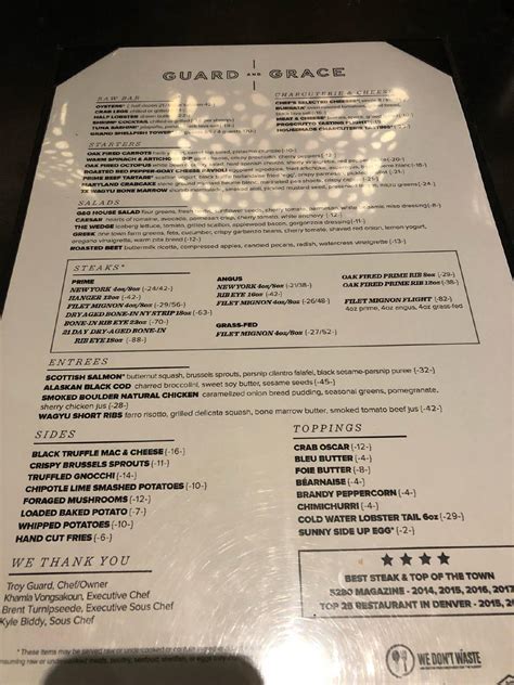 Guard And Grace Menu