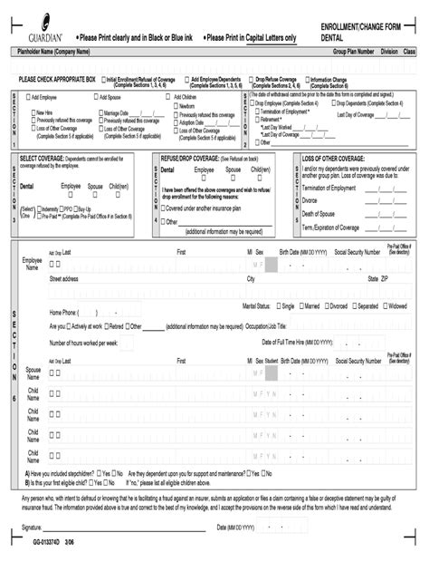 guardian anytime enrollment form