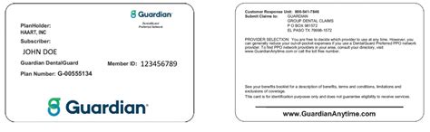 guardian dental insurance replacement card