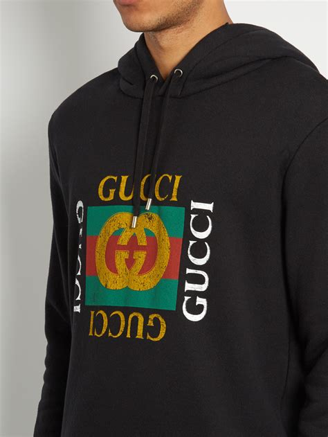 gucci logo print hooded sweatshirt