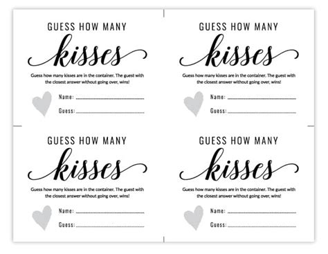 How Many Kisses Game Free Printable Free Printable