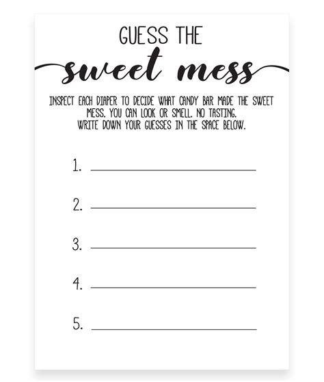 Guess The Sweet Mess Free Printable