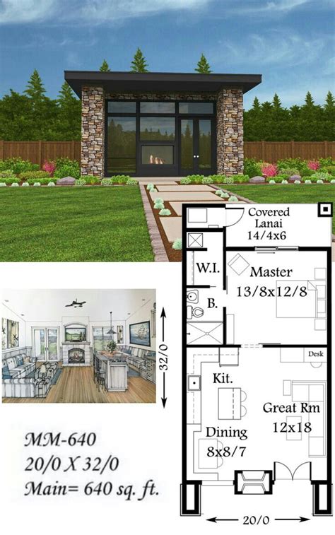 Small House Plan Tiny Cottage Home or Guest House Plan