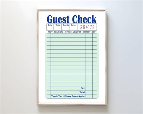 guest check artwork