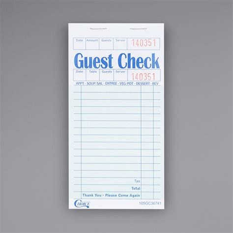 guest check book