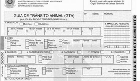 Aprovado modelo impresso de Guia de Trânsito Animal com validade para
