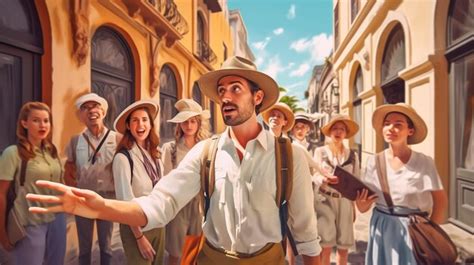 guide leading tour group