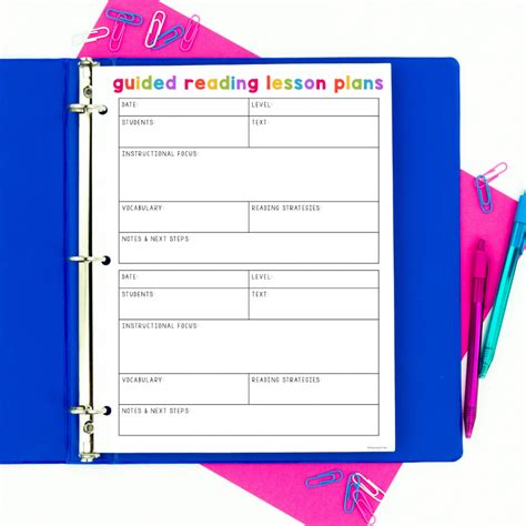 guided reading lesson plan template jan richardson