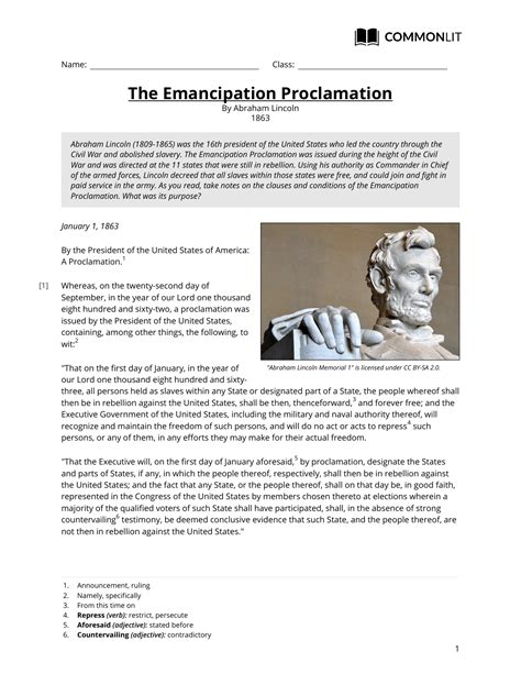 Guiding Questions Document A Emancipation Proclamation Answer Key