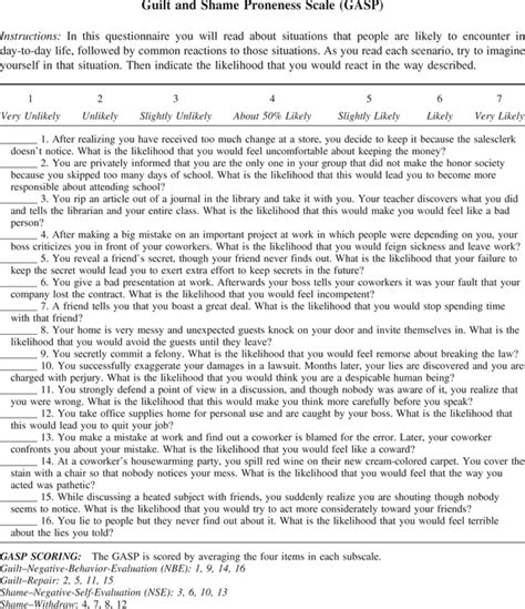 guilt and shame proneness scale pdf