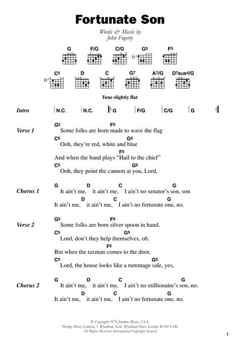 guitar chords for fortunate son