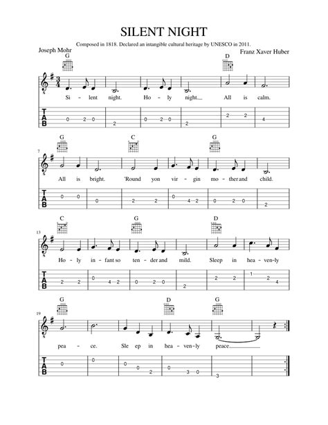 guitar tabs for silent night