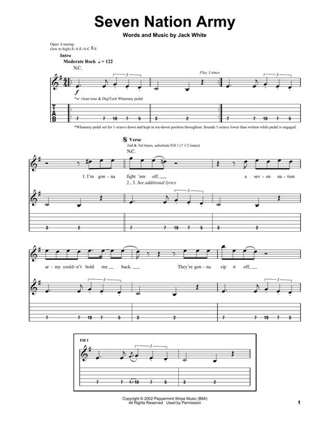 guitar tabs seven nation army