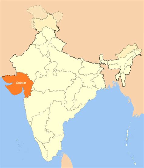 gujarat in india outline map