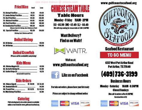 gulf coast seafood restaurant menu