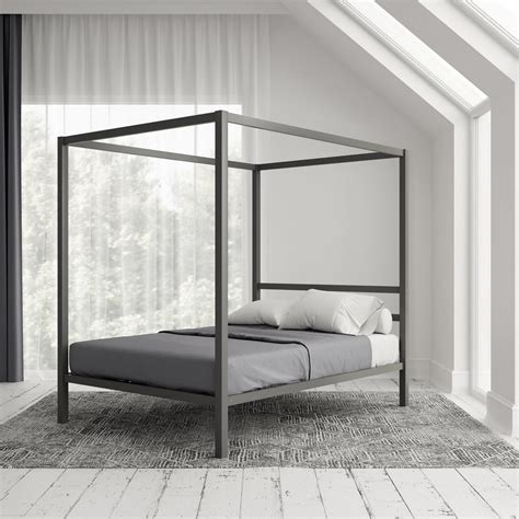 gunmetal grey metal bed frame