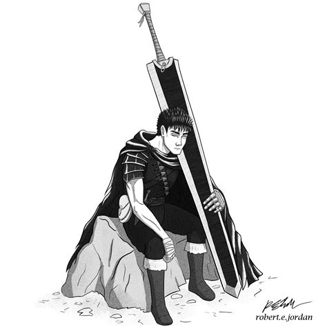 guts sitting with sword
