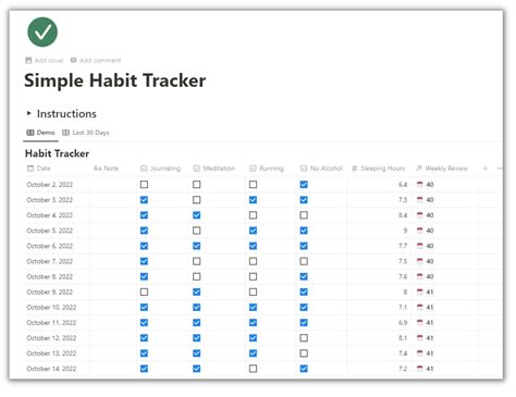 Habit Tracker In Notion