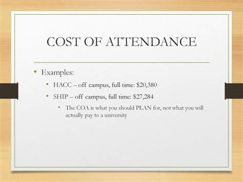 hacc cost of attendance