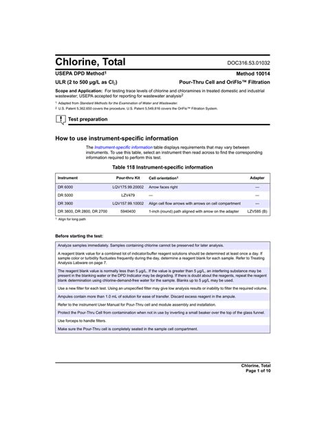 hach dr3900 chlorine test procedure