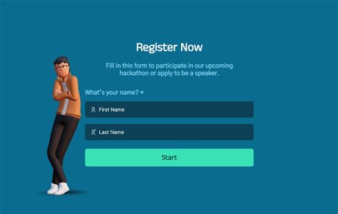 hackathon online registration form template
