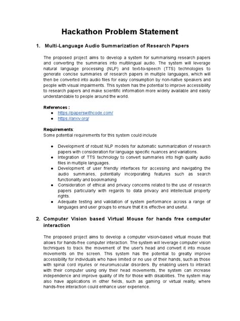 hackathon problem statements with solutions pdf