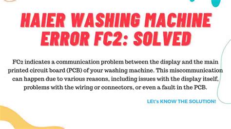 Haier Washer Fc Error