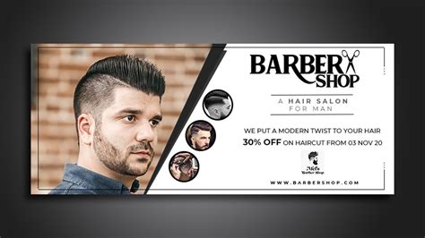 Barber Shop Social Media Post Banner Template PSD Free