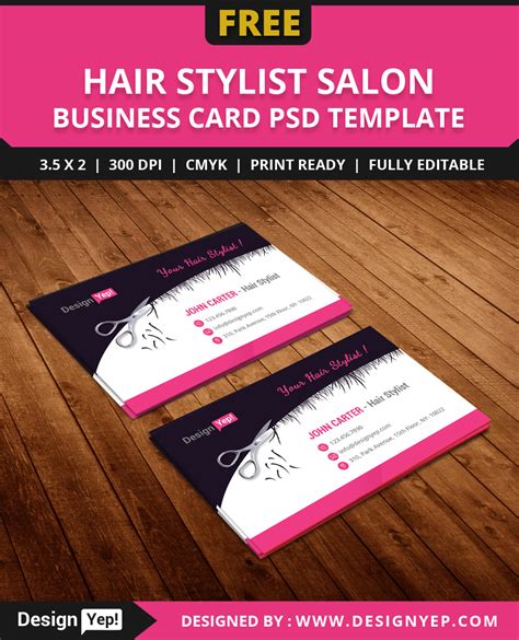 Free Hair Stylist Salon Business Card Template PSD DesignYep Salon