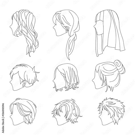 hair side view drawing