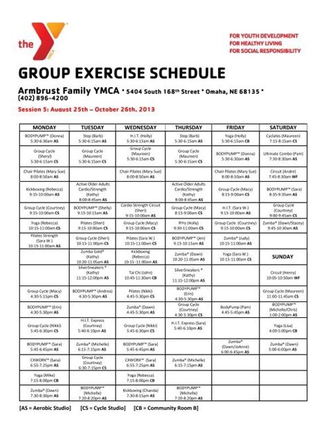 hale ymca group exercise schedule