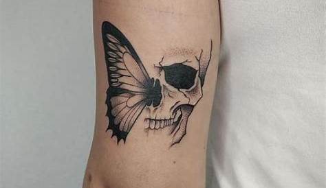 Image result for half butterfly half skull tattoo | Skull rose tattoos