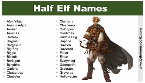 Best Half Elf Names Pet Names Vocab
