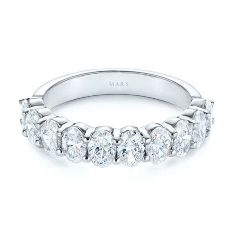 Half Eternity Wedding Band, 14K White Gold Ring, 0.12 CT Diamond