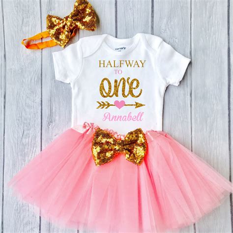 Personalized Halfway to One with Tutu Outfit 6 Month Outfit Etsy