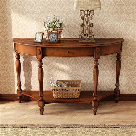 Half Circle Table With Drawer