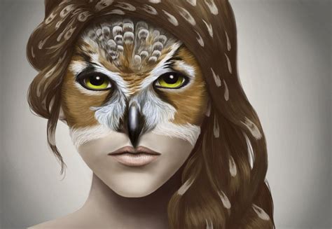 Half Human Half Owl Drawing