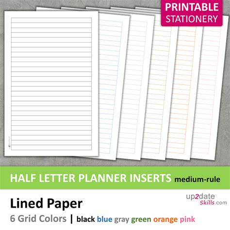 Half Letter Lined Paper