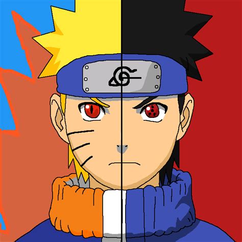 Half Naruto Half Sasuke Drawing
