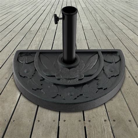 9' Patio Half Umbrella with Gray Floral HalfBase by Trademark