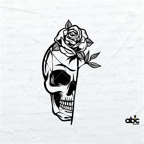 Half Skull Half Rose Drawing