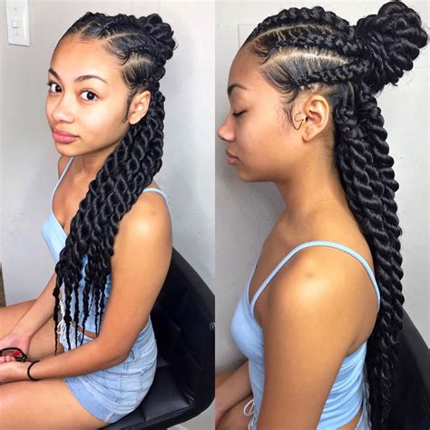 Fresh Half Up Half Down Box Braid Hairstyles With Simple Style