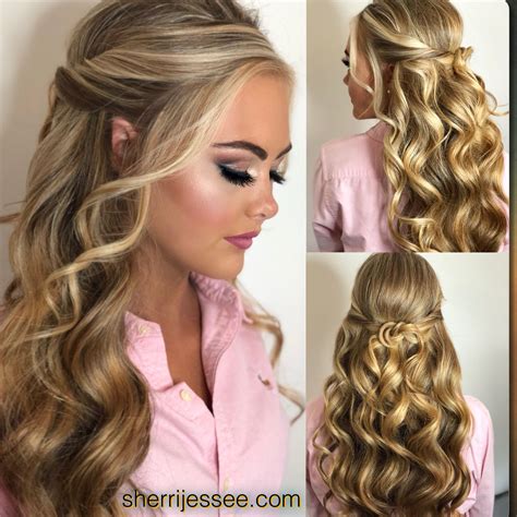Fresh Half Up Half Down Curled Prom Hair For Bridesmaids