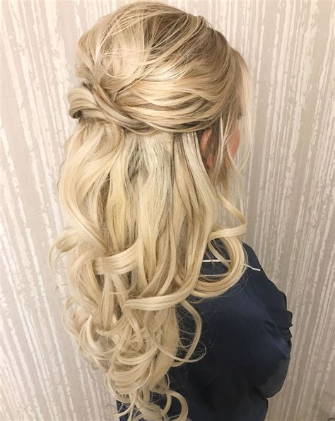 Unique Half Updos For Long Hair Wedding With Simple Style